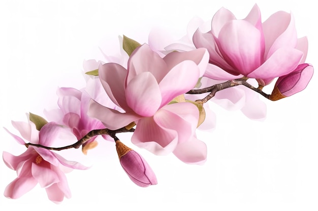 Magnolia rose sur fond transparent générer ai