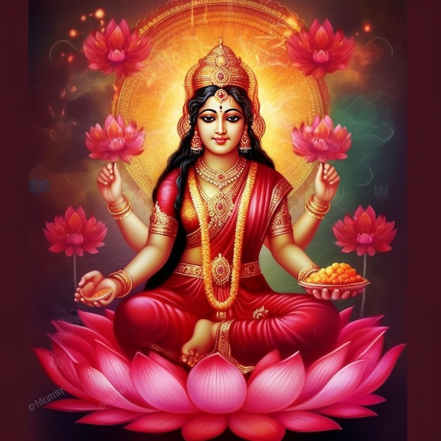 Maha lakshmi images télécharger mah laxmi déesse sur lotus images générative ai