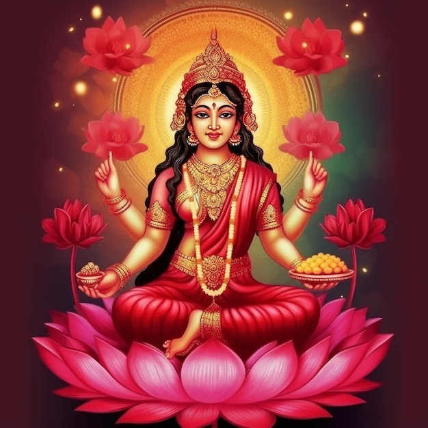 Maha lakshmi images télécharger mah laxmi déesse sur lotus images générative ai