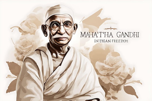 Mahatma Gandhi combattant pour la liberté indienne 2 octobre fond blanc ai génératif