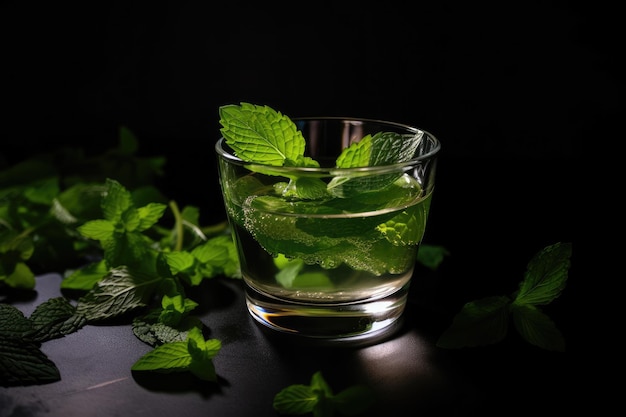 Mahito à la menthe dans un verre Generative AI