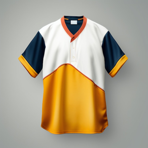 Le maillot de baseball jaune et bleu contre le gris