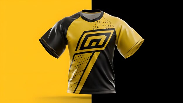 un maillot noir et jaune avec le logo dessus