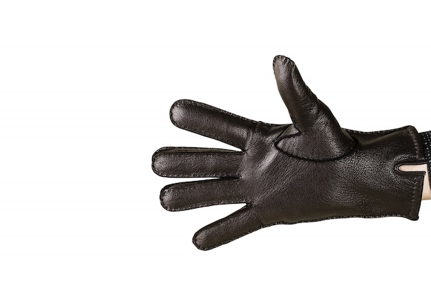 Main dans les gants en cuir noir