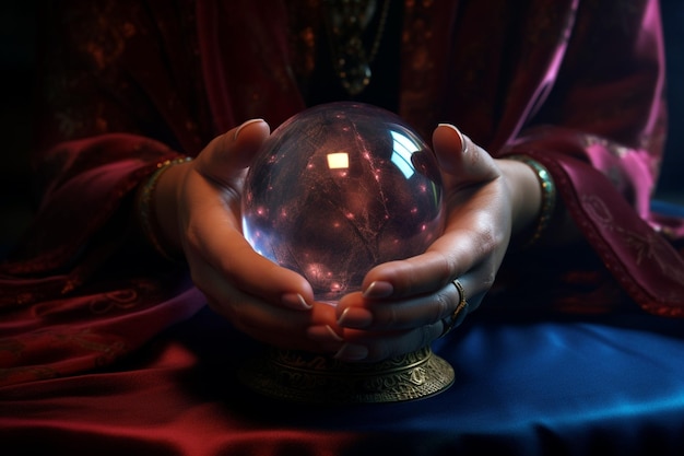 Une main de diseur de bonne aventure tenant une boule de cristal