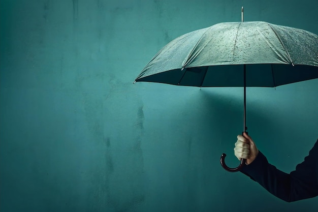 La main d'un homme tenant un parapluie