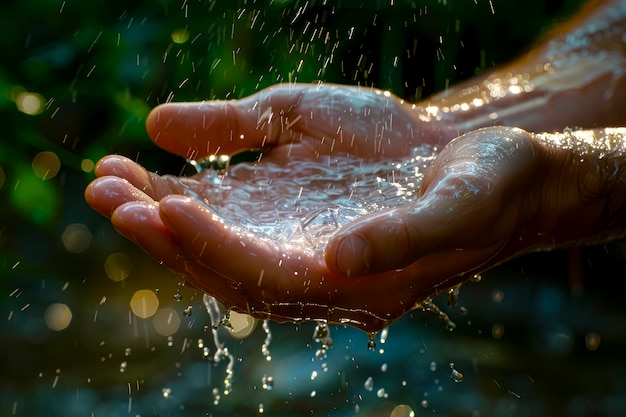 La main de Jean le Baptiste qui goutte de l'eau