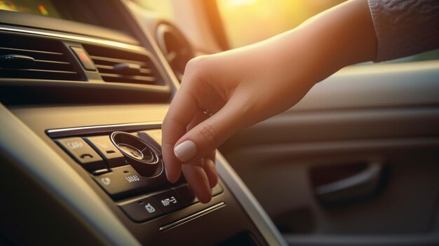 Photo la main d'une jeune femme conduisant une voiture