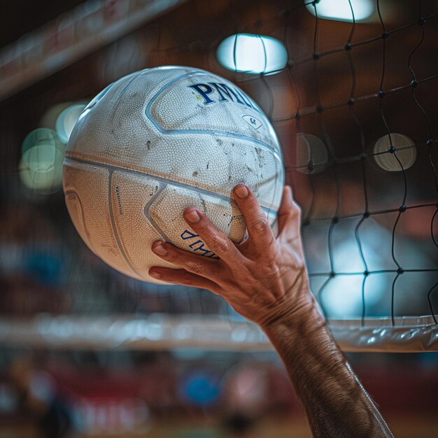 Photo la main mettant une balle de volley pour une épingle