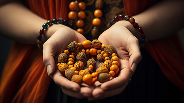 La main d'un musulman priant avec des perles de prière