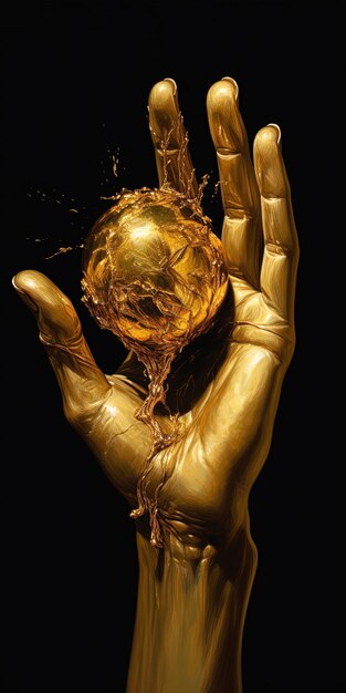 une main d'or avec une boule d'or qui dit qu'elle est d'or