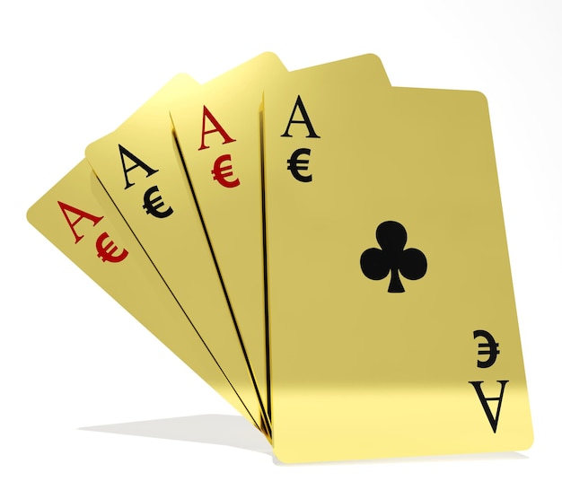 Une main de poker de cartes à jouer quinte flush royale avec le symbole de l'argent
