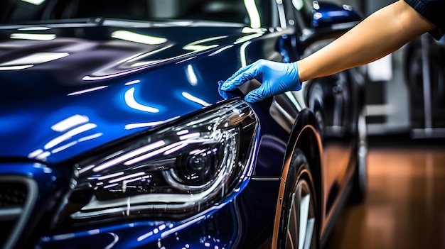 main poly la voiture bleue de luxe au garage