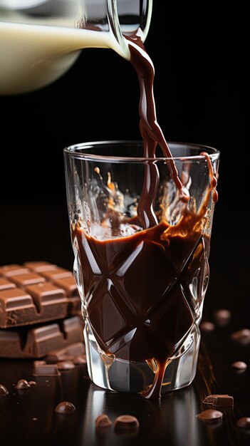 La main porant du chocolat sur un papier peint UHD en verre