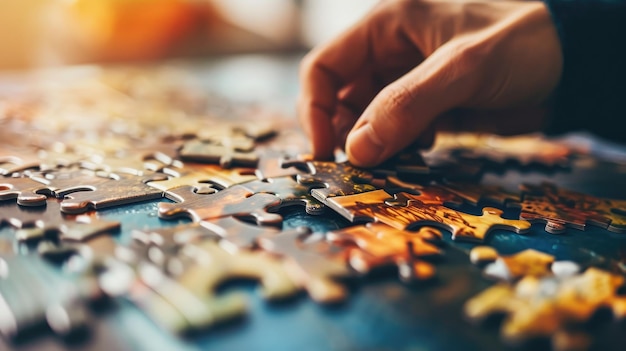 La main remplissant un puzzle coloré