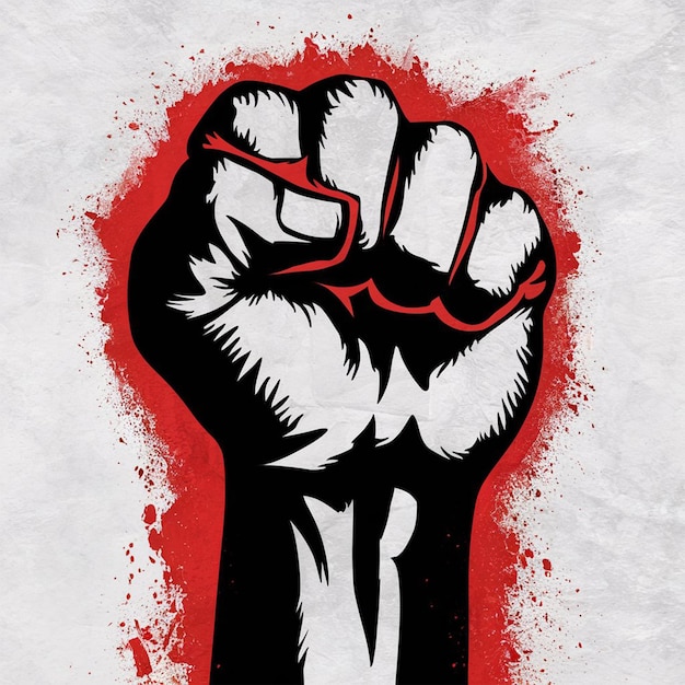 La main révolutionnaire avec un fond rouge