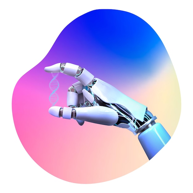 La main d'un robot AI est un arrière-plan transparent.