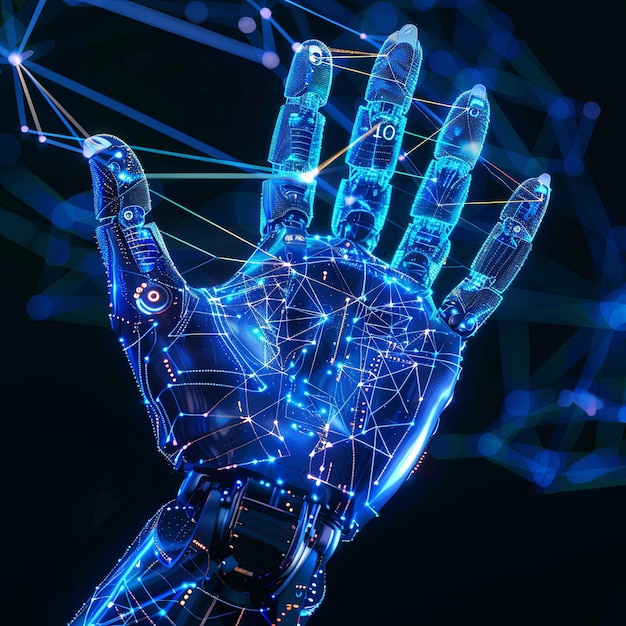 La main robotique avancée dans un réseau futuriste