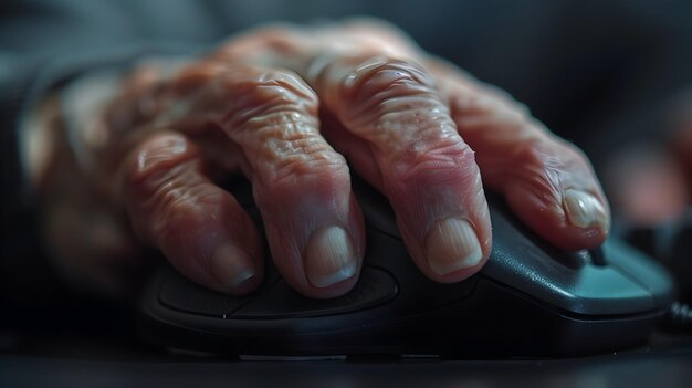 La main se débattant avec la souris d'ordinateur illustre l'impact d'une blessure par effort répétitif
