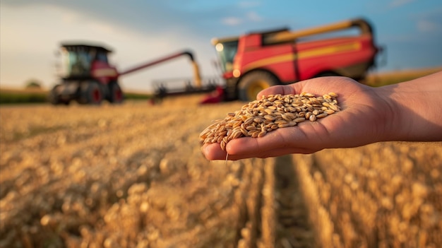 La main tenant du grain devant