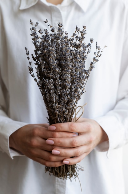 La main tenant une fleur élégante