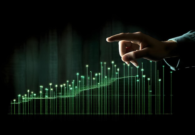 Une main tenant un graphique qui monte