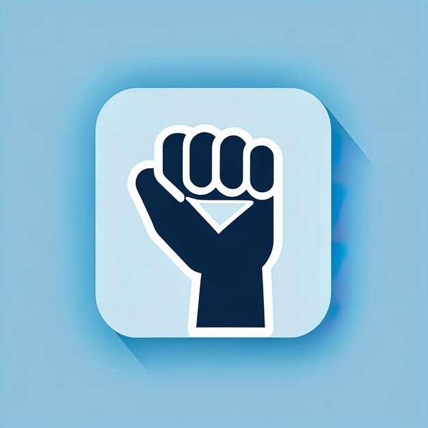 main tenant une icône bleue illustration vectorielle main tenant un icône de poing isolé sur fond blanc