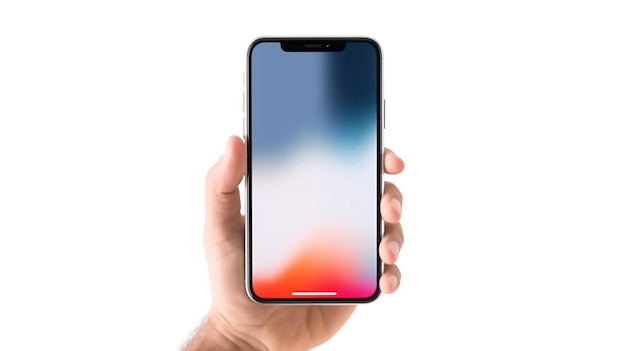 Une main tenant un iphone avec un écran vide.