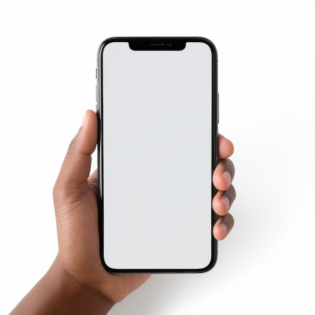 La main tenant un smartphone avec un écran vide pour la maquette