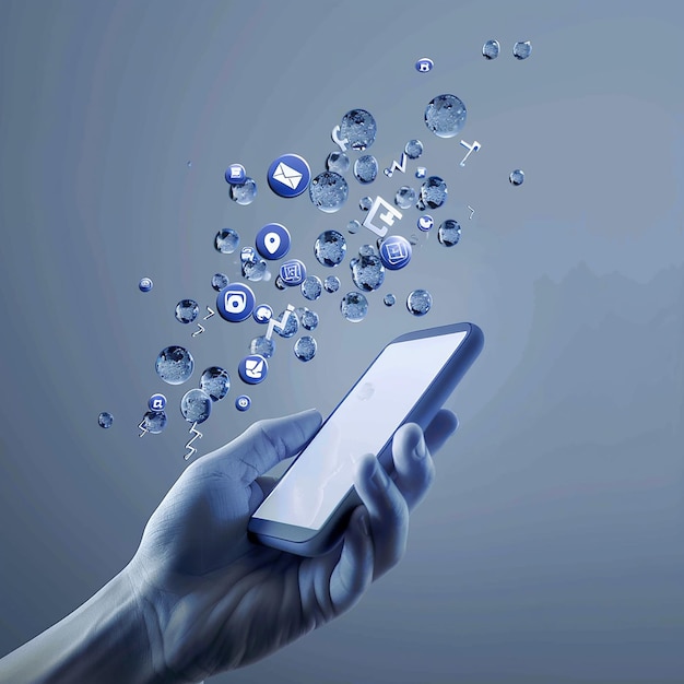 une main tenant un téléphone qui a le mot " téléphone portable " sur lui