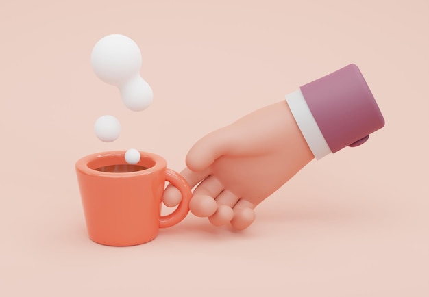 Photo la main tient une tasse de café, illustration 3d