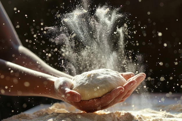 Les mains des boulangers pétrissent la pâte Les mains font le pain L'IA générative