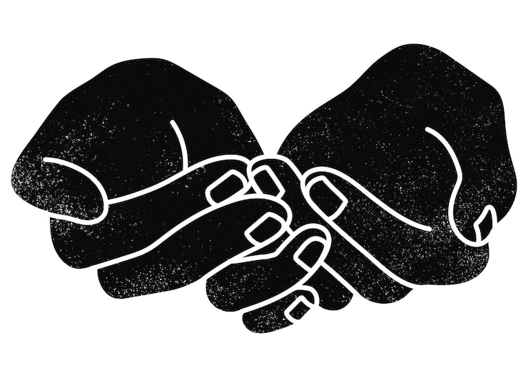 Photo des mains en coupe, autocollant png, fond noir transparent