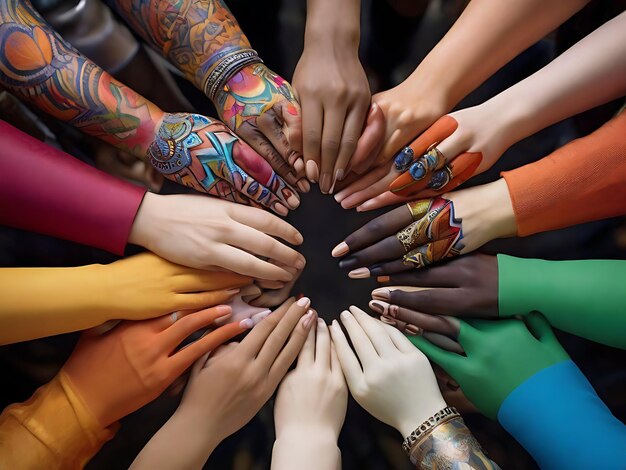 Photo les mains de la diversité