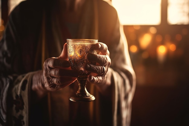 Les mains du pape ont célébré l'Eucharistie avec le corps et le sang du christ Generative AI