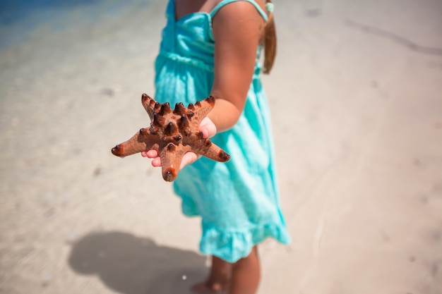 Mains d'enfants tenant l'étoile de mer