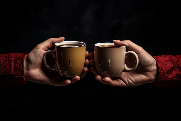 Mains enroulées autour de tasses à café Generative By Ai