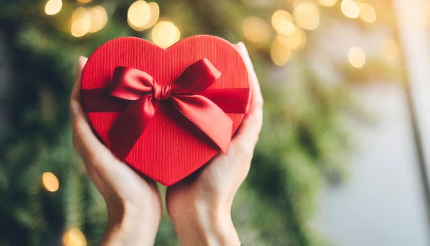 mains féminines berceau un cadeau en forme de cœur incarnant l'amour et la célébration pour des occasions comme Valentine