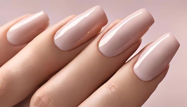 Mains féminines avec une conception d'ongles beige Manicure au vernis à ongles Illustrations génératives d'IA