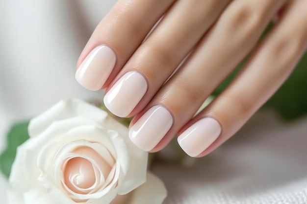 Des mains féminines avec un motif d'ongle rose