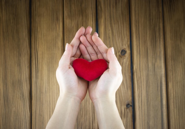 Mains féminines tenant en forme de coeur