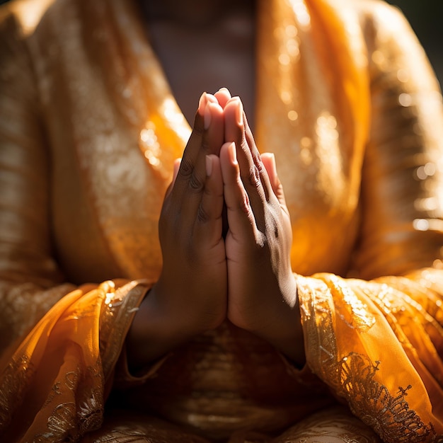 Photo les mains d'une femme qui prie