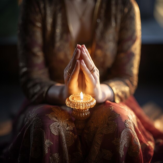 Photo les mains d'une femme qui prie