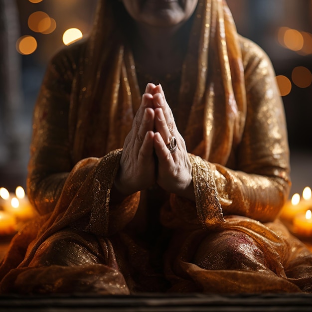 Photo les mains d'une femme qui prie