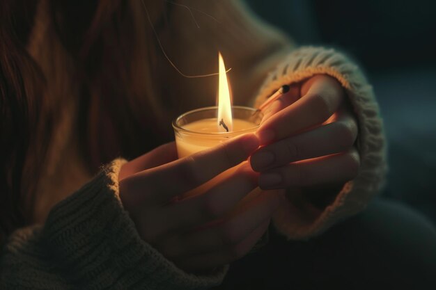 Les mains des femmes allument les bougies et le vent les éteint.