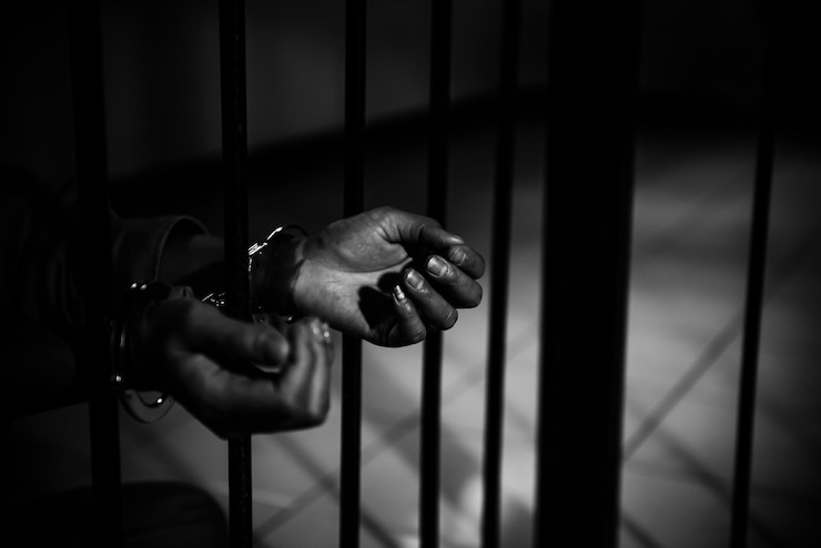 Photo mains de femmes désespérées d'attraper la prison de ferconcept de prisonnierthaïlandaisespoir d'être libresi la violation de la loi serait arrêtée et emprisonnée