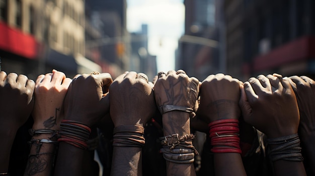 Photo les mains des femmes tenant un bras signe de soutien entre les femmes féminisme forte force matricielle