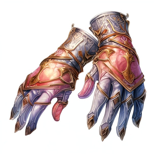 Des mains à gants Fantasy d'aquarelle médiévale