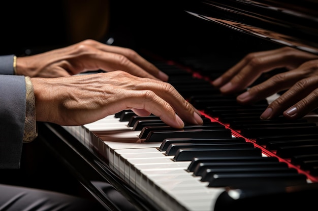 Des mains habiles jouant du piano Man concert Générer Ai