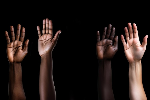 Les mains en haut de l'écran